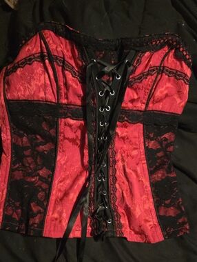 Tripp NYC Red and Black Gothic Waistband Skirt
